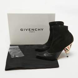 Givenchy Black Leather and Suede Ankle Length Boots Size 38