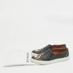 Givenchy Black Leather Printed Rottweiler Slip On Sneakers Size 38