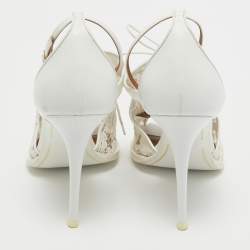 Givenchy White Leather and Mesh Ankle Strap Sandals Size 38