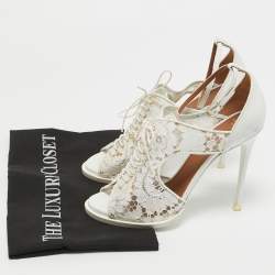 Givenchy White Leather and Mesh Ankle Strap Sandals Size 38