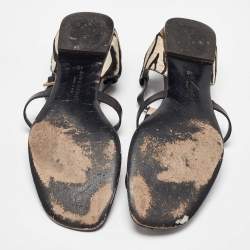Givenchy Black Zebra Calfhair and Leather Thong Sandals Size 40