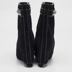 Givenchy Black Suede Shark Lock Mid Calf Boots Size 39