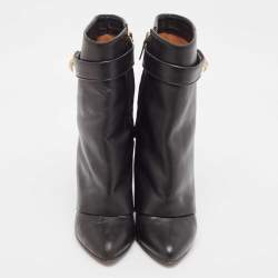 Givenchy Black Leather Shark Lock Ankle Length Boots Size 38.5