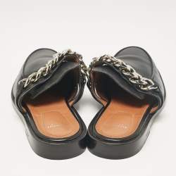 Givenchy Black Leather Chain Mules Size 39.5
