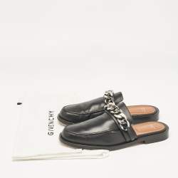 Givenchy Black Leather Chain Mules Size 39.5