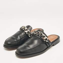 Givenchy Black Leather Chain Mules Size 39.5