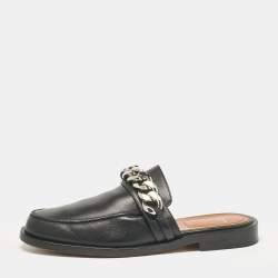 Givenchy Black Leather Chain Mules Size 39.5