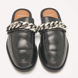 Givenchy Black Leather Chain Mules Size 39.5