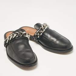 Givenchy Black Leather Chain Mules Size 39.5