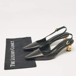 Pre Owned Givenchy Black Leather Slingback Pumps Size 38