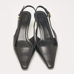 Pre Owned Givenchy Black Leather Slingback Pumps Size 38
