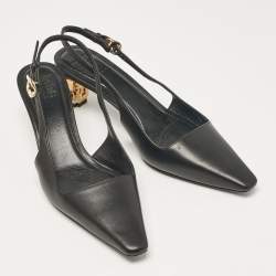 Pre Owned Givenchy Black Leather Slingback Pumps Size 38