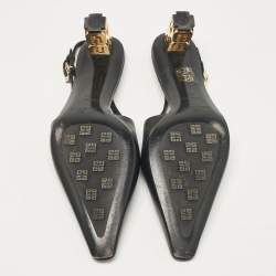 Pre Owned Givenchy Black Leather Slingback Pumps Size 38