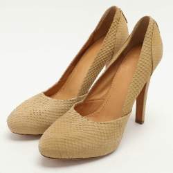 Givenchy Yellow Python Embossed Leather Platform Pumps Size 37