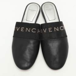 Givenchy Black Leather and Fabric Bedford Mules Size 38