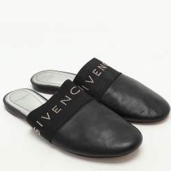Givenchy Black Leather and Fabric Bedford Mules Size 38