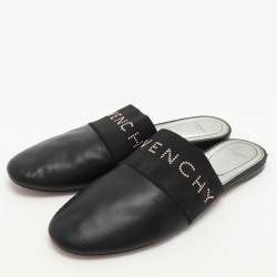 Givenchy Black Leather and Fabric Bedford Mules Size 38