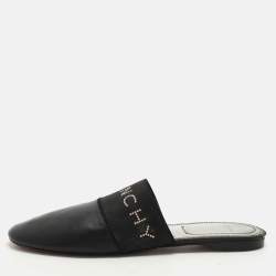 Givenchy Black Leather and Fabric Bedford Mules Size 38