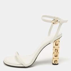 مملوكة مسبقًا Givenchy White Leather Ankle Strap Sandals Size 39
