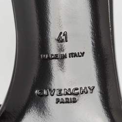 Pre Owned Givenchy Black Leather 4G Slide Sandals Size 41