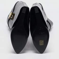 Pre Owned حذاء بوت للركبة جيفنشي جلد أخضر بقفل وكعب روكي مقاس 40