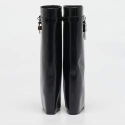 Pre Owned حذاء بوت للركبة جيفنشي جلد أخضر بقفل وكعب روكي مقاس 40