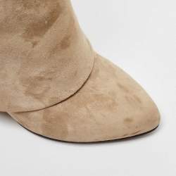Givenchy Beige Suede Shark Lock Wedge Ankle Length Boots Size 39