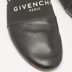 Givenchy Black Leather and Logo Elastic Bedford Flat Mules Size 40