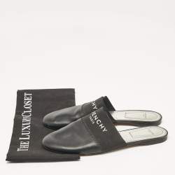 Givenchy Black Leather and Logo Elastic Bedford Flat Mules Size 40