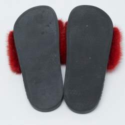 Givenchy Red Mink Fur Flat Slides Size 39