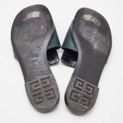 Givenchy Dark Green Leather 4G Flat Slides Size 40