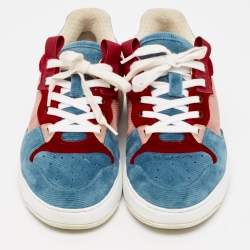 Pre Owned Givenchy Multicolor Velvet Lace Up Sneakers Size 38