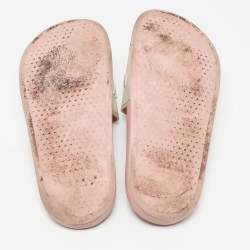 Givenchy White/Pink Rubber Embossed Logo Slides Size 38