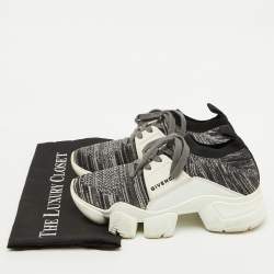Givenchy Grey/White Knit Fabric and Rubber Jaw Low Top Sneakers Size 38