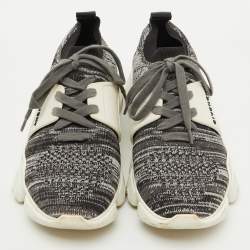 Givenchy Grey/White Knit Fabric and Rubber Jaw Low Top Sneakers Size 38