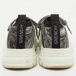 Givenchy Grey/White Knit Fabric and Rubber Jaw Low Top Sneakers Size 38
