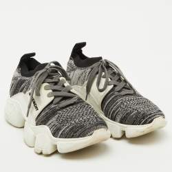 Givenchy Grey/White Knit Fabric and Rubber Jaw Low Top Sneakers Size 38