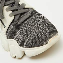 Givenchy Grey/White Knit Fabric and Rubber Jaw Low Top Sneakers Size 38