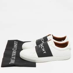 Pre Owned Givenchy White/Black Leather Urban Street Slip On Sneakers Size 38