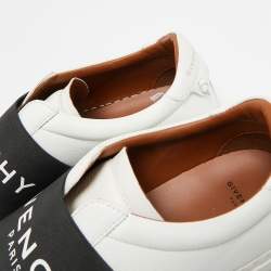 Pre Owned Givenchy White/Black Leather Urban Street Slip On Sneakers Size 38