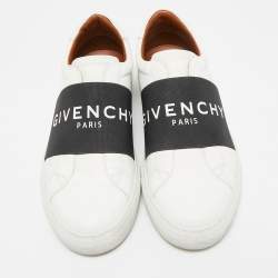 Pre Owned Givenchy White/Black Leather Urban Street Slip On Sneakers Size 38