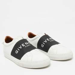 Pre Owned Givenchy White/Black Leather Urban Street Slip On Sneakers Size 38