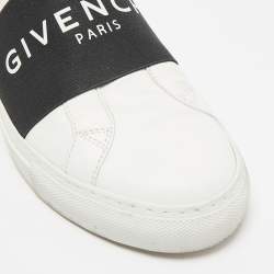 Pre Owned Givenchy White/Black Leather Urban Street Slip On Sneakers Size 38