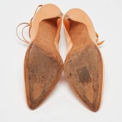  Givenchy Orange Satin Lace Up Backless Mule Sandals Size 39