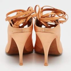  Givenchy Orange Satin Lace Up Backless Mule Sandals Size 39