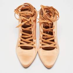  Givenchy Orange Satin Lace Up Backless Mule Sandals Size 39