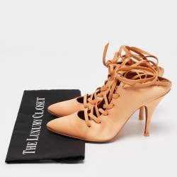  Givenchy Orange Satin Lace Up Backless Mule Sandals Size 39