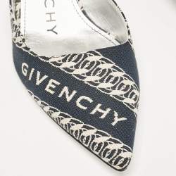 Givenchy Navy Blue/White Canvas Pointed Toe Ankle Strap Pumps Size 35