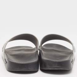 Givenchy Silver Rubber Logo Flat Slides Size 40