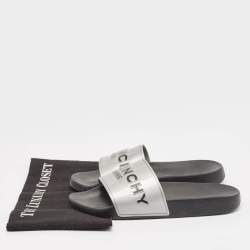 Givenchy Silver Rubber Logo Flat Slides Size 40